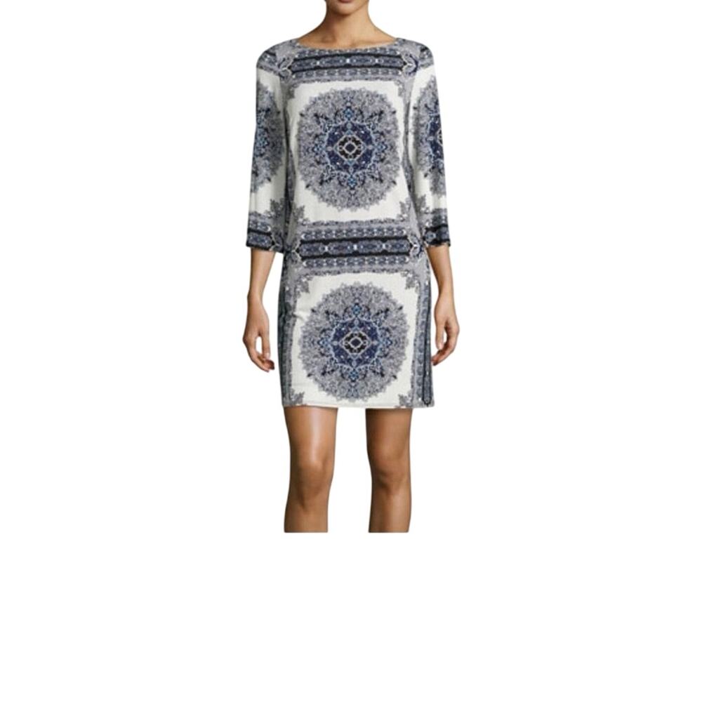 Laundry by Shelli Segal Shift Mandala Scarf Print Dress Size Medium